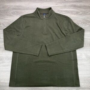 J Crew Sweater Mens XL Army Green 1/4 Zip Mock Neck Soft Knit Preppy Pullover